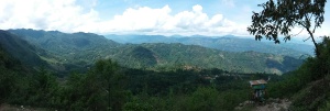 View of the amazing mountain sides near Concepcion Huista, where many coffee plants are grown.